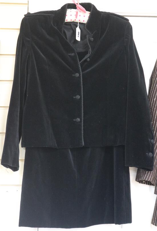 A Chanel black velvet ladies 1970s suit